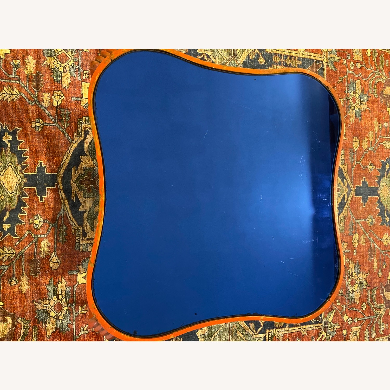 Vintage Art Deco Cobalt Blue Glass Table - image-1