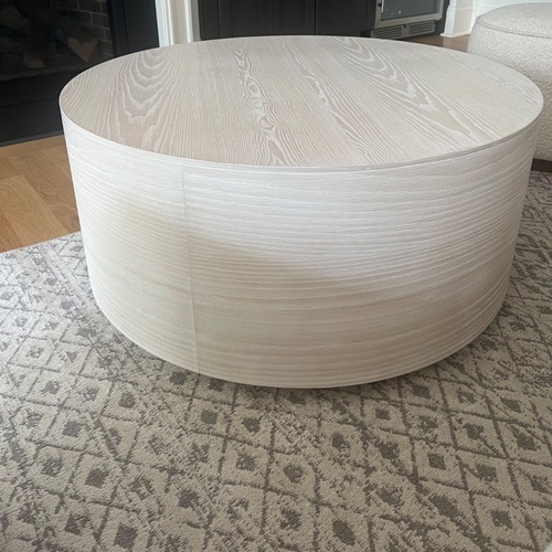 Used West Elm Volume Round Drum Coffee Table for sale on AptDeco