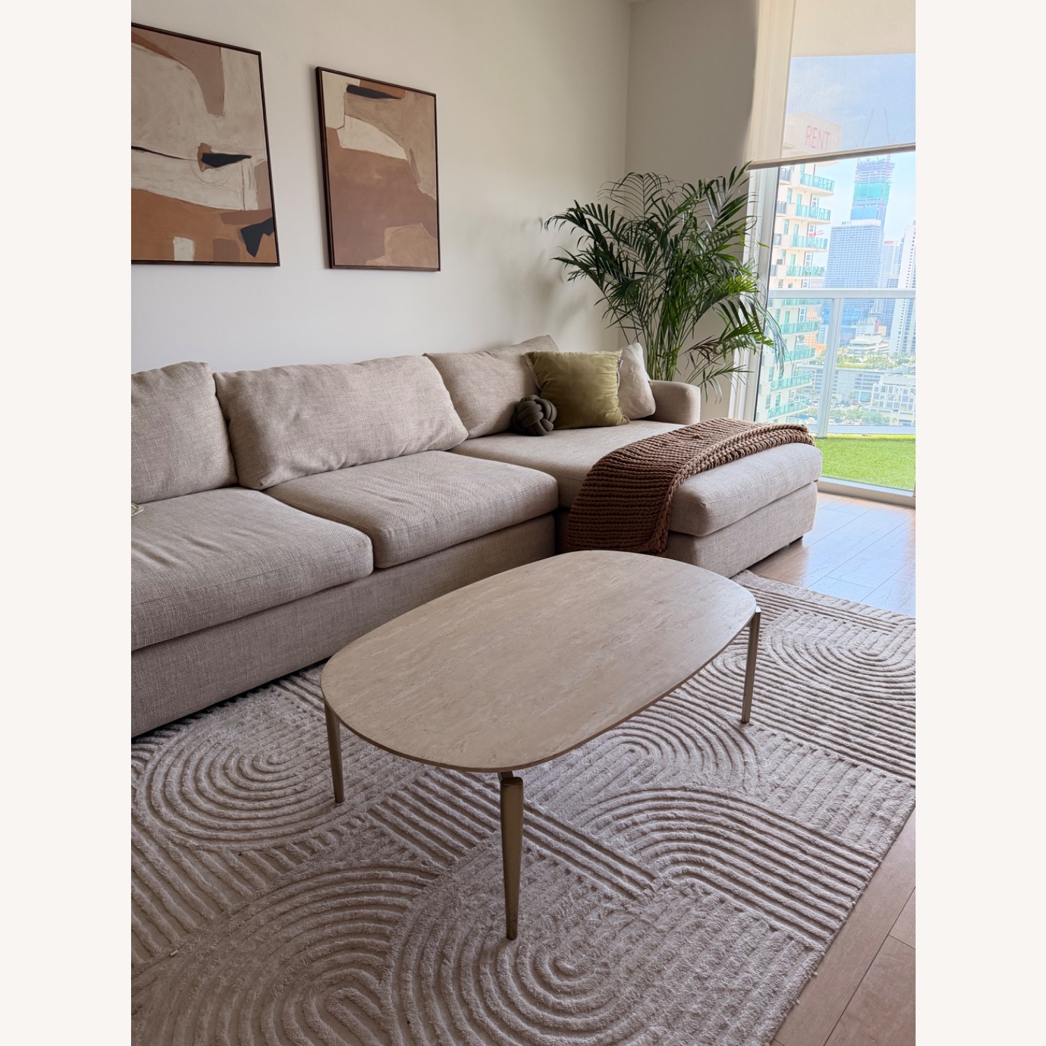 West Elm Travertine Coffee Table - image-7