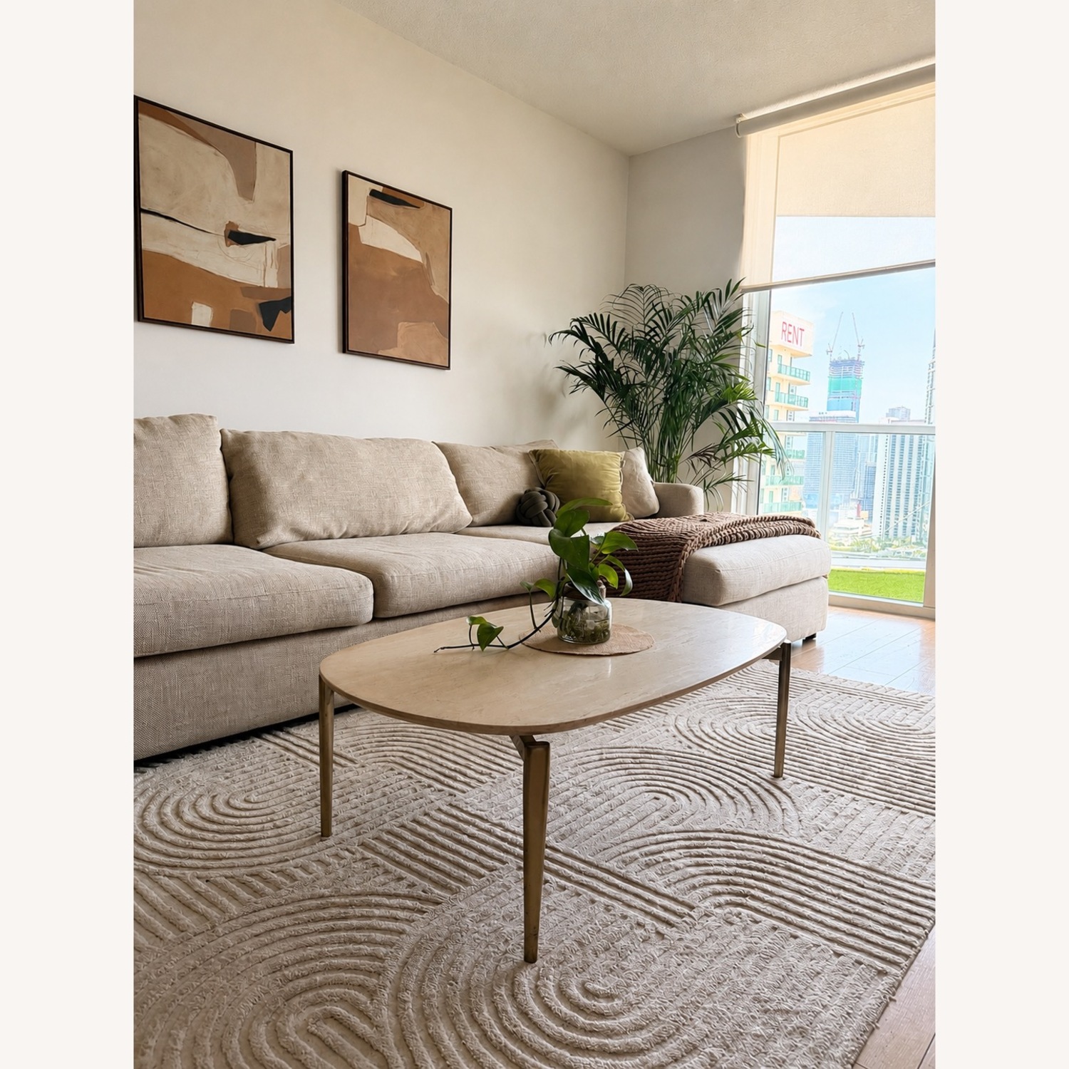 West Elm Travertine Coffee Table - image-2