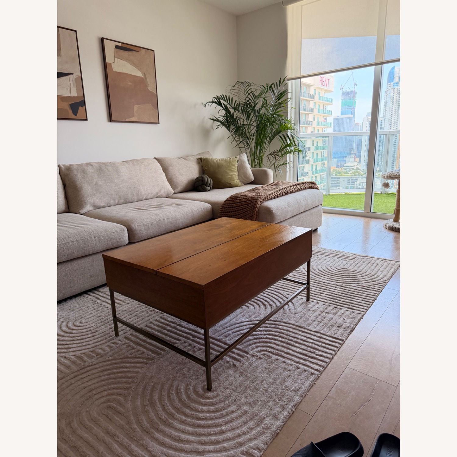 West Elm Industrial Solid Wood Storage Pop-Up Coffee Table 36" - image-3