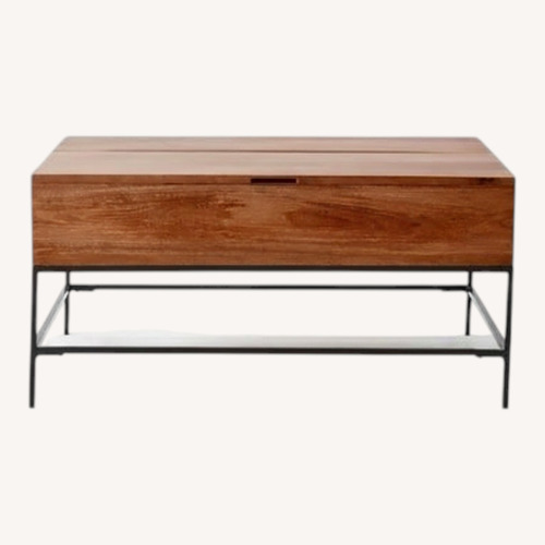 Used West Elm Industrial Solid Wood Storage Pop-Up Coffee Table 36" for sale on AptDeco