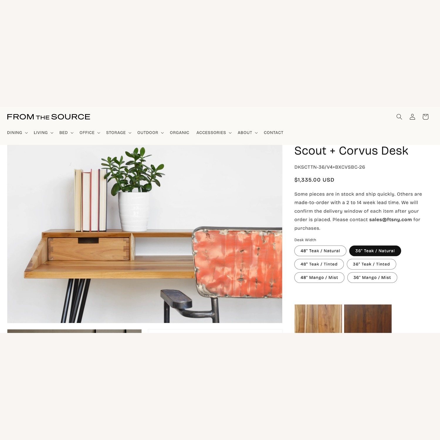 From The Source Teak Scout Corvus Writing Desk 36 - image-7