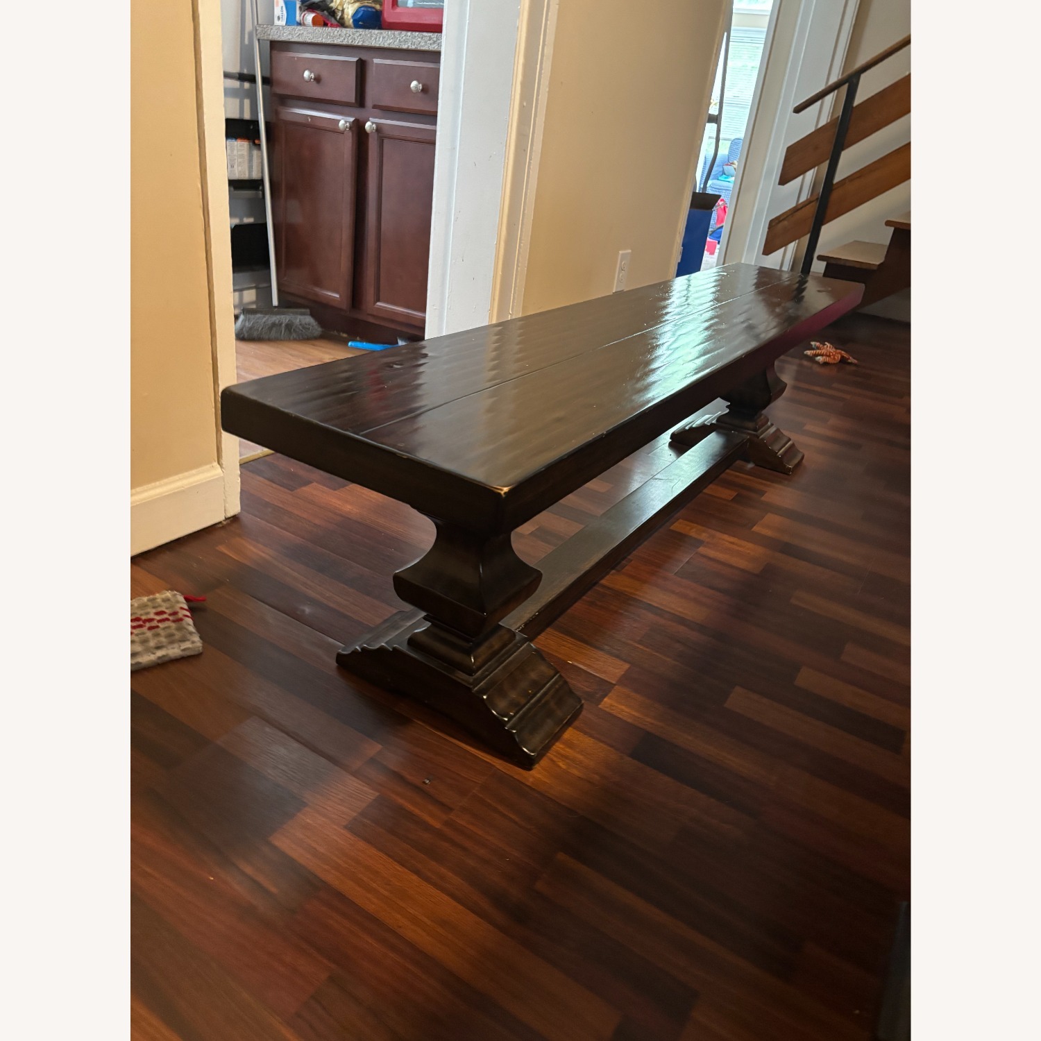 Pottery Barn Banks Extendable Dining Table and bench - image-5