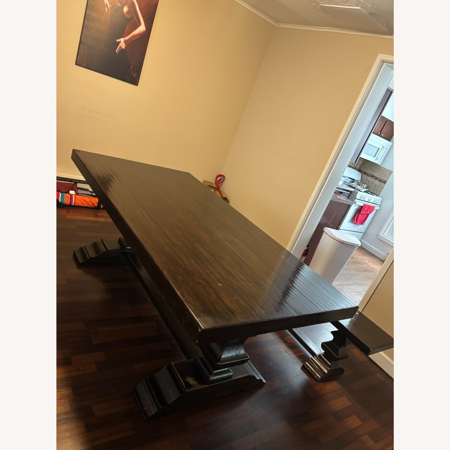 Pottery Barn Banks Extendable Dining Table and bench - image-2