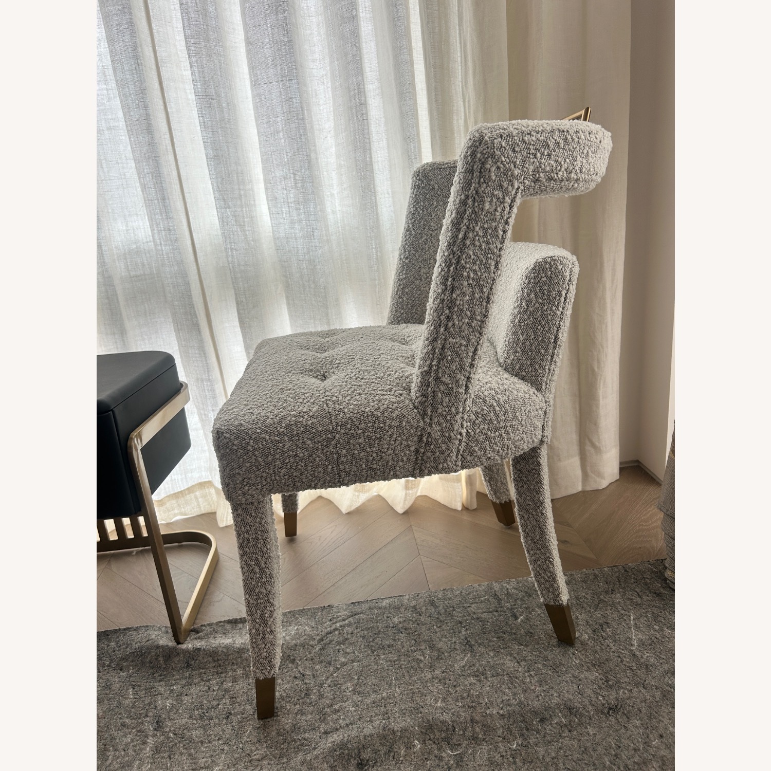 Vintage/Antique White Boucle Dining Chairs - image-3