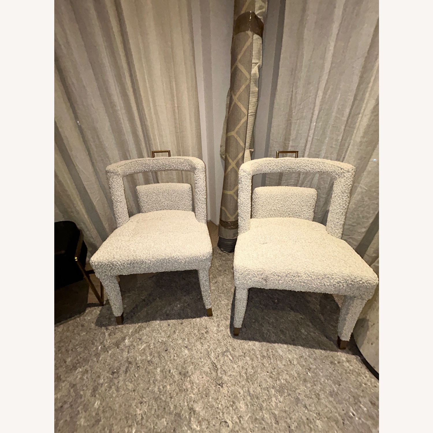 Vintage/Antique White Boucle Dining Chairs - image-2