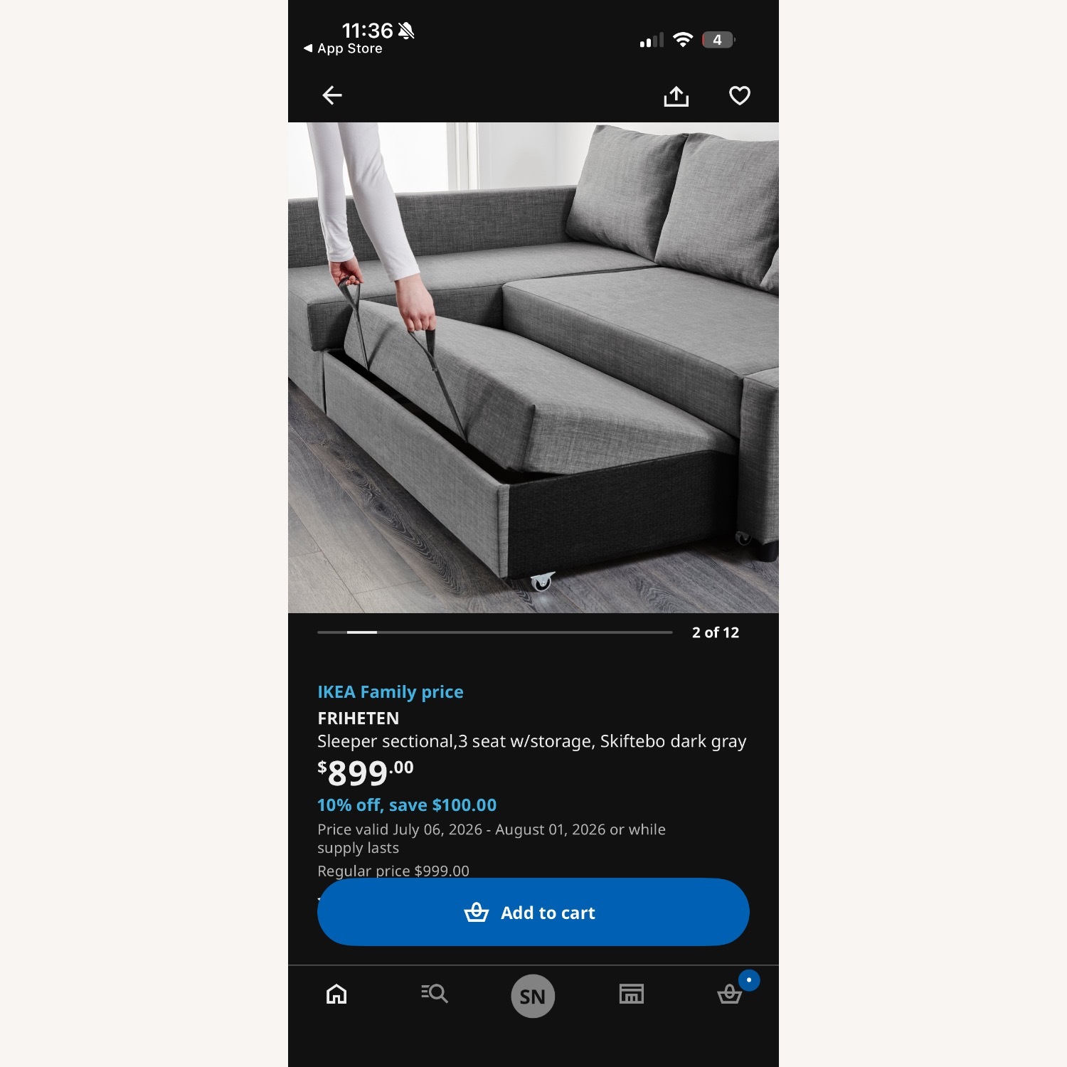 IKEA FRIHETEN Sleeper Sectional Sofa - image-4