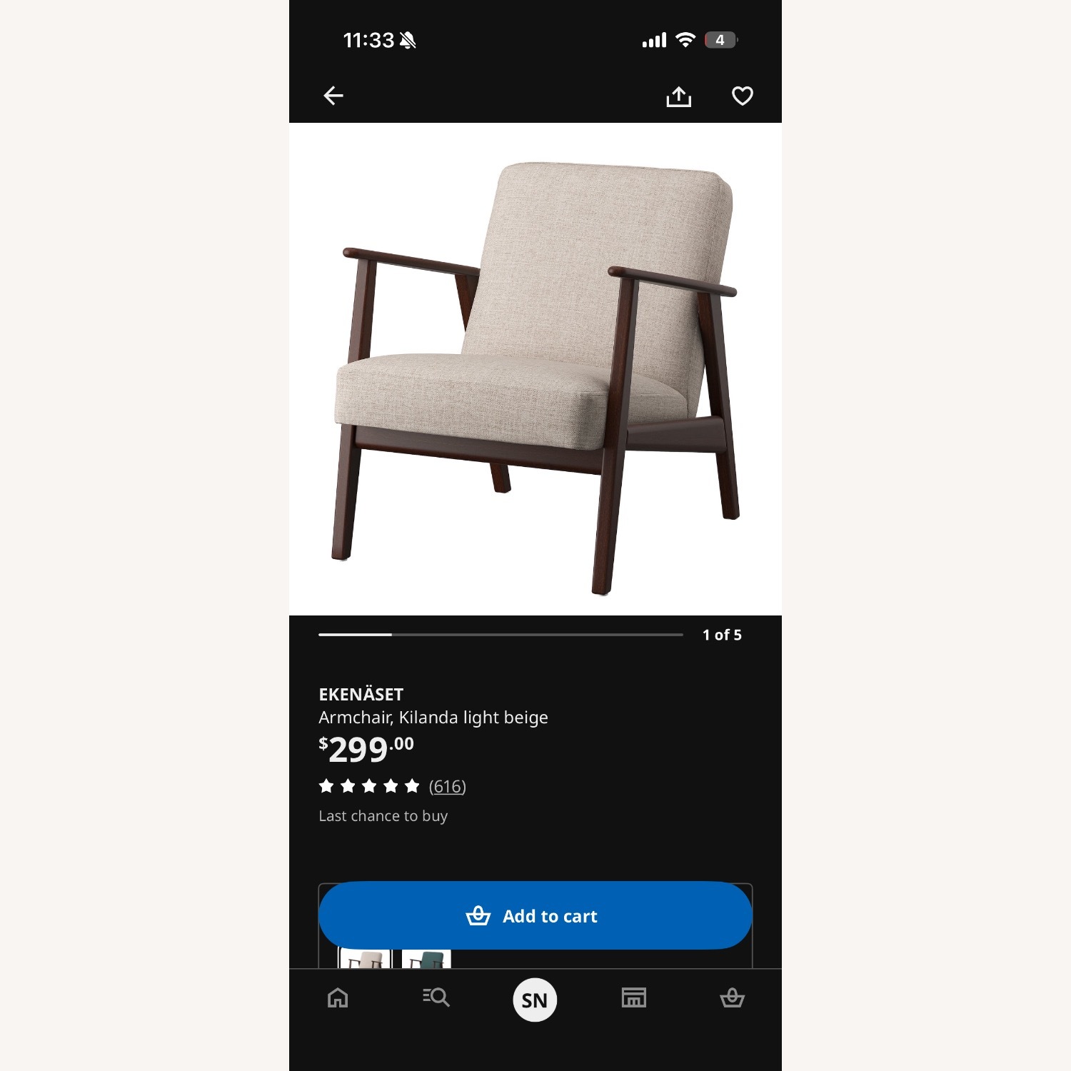 IKEA EKENÄSET Armchair With Ottoman - image-3
