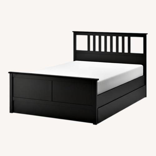 Used IKEA Hemnes Black Queen Bed Frame for sale on AptDeco