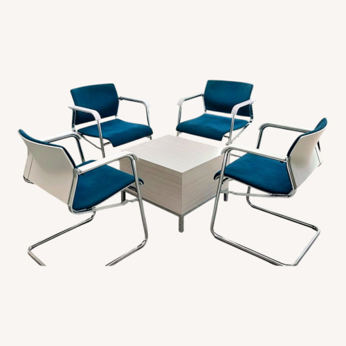 Used 4 Wilkhahn Teal Armchairs & Center Table for sale on AptDeco
