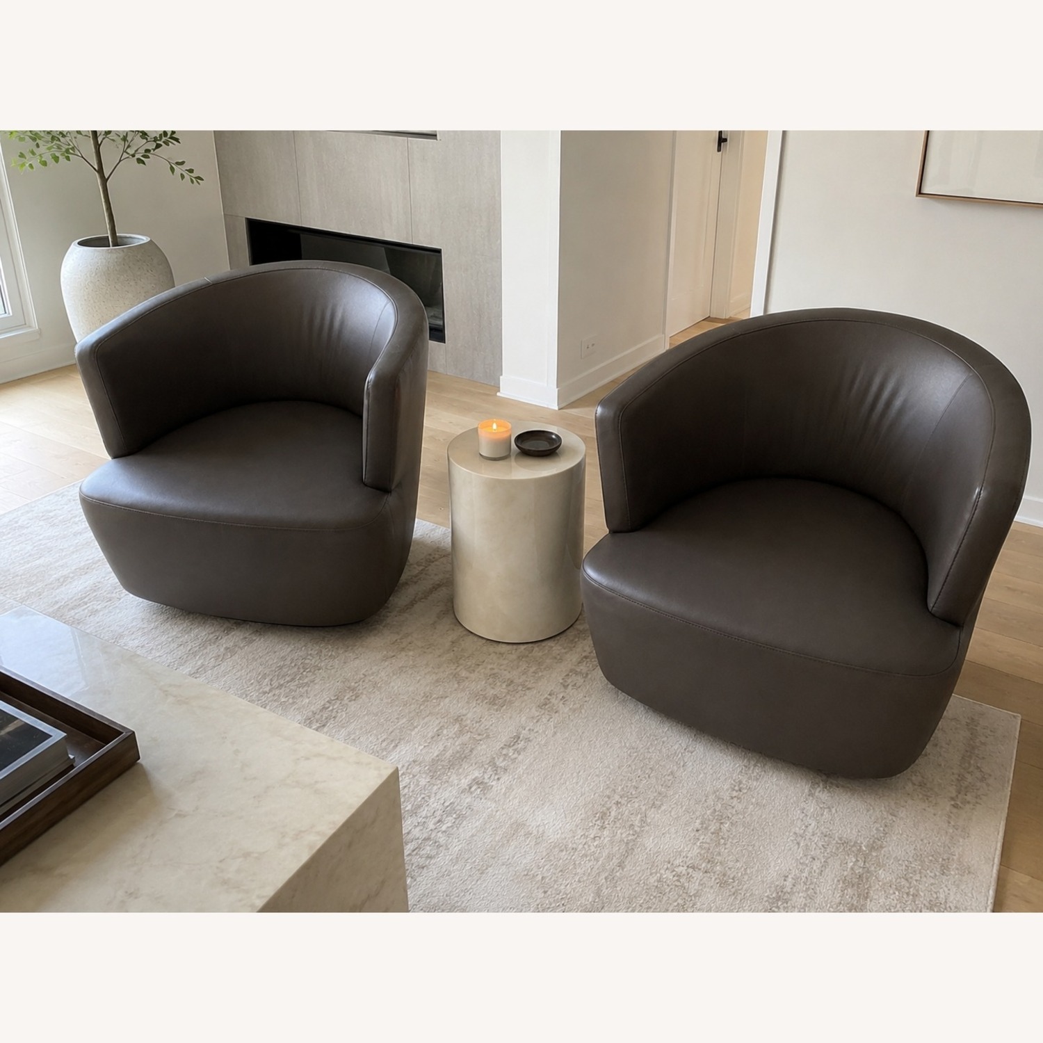 Steelcase Coalesse Joel Brown Leather Accent Chair - image-1