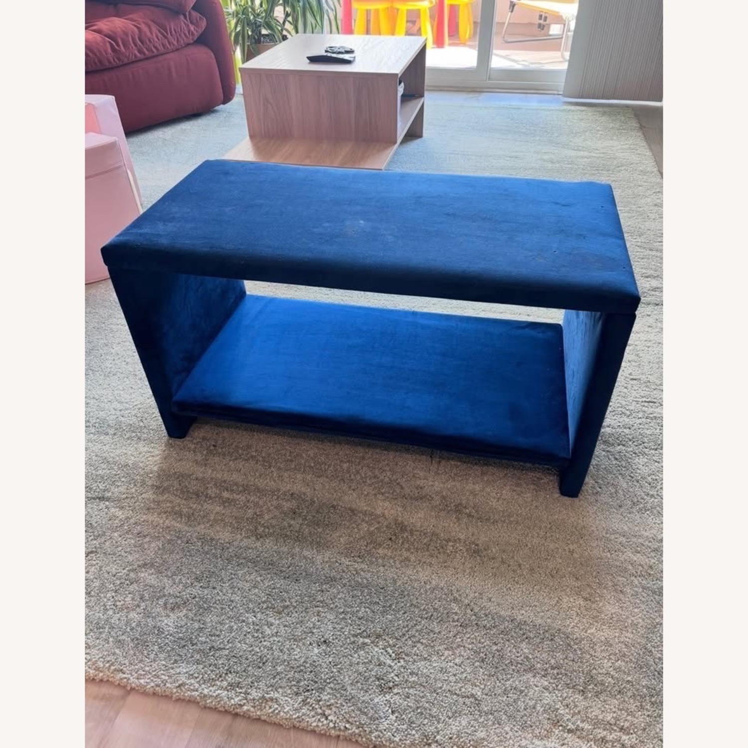 Navy Velvet King Bed with 2 Matching Side Tables - image-5