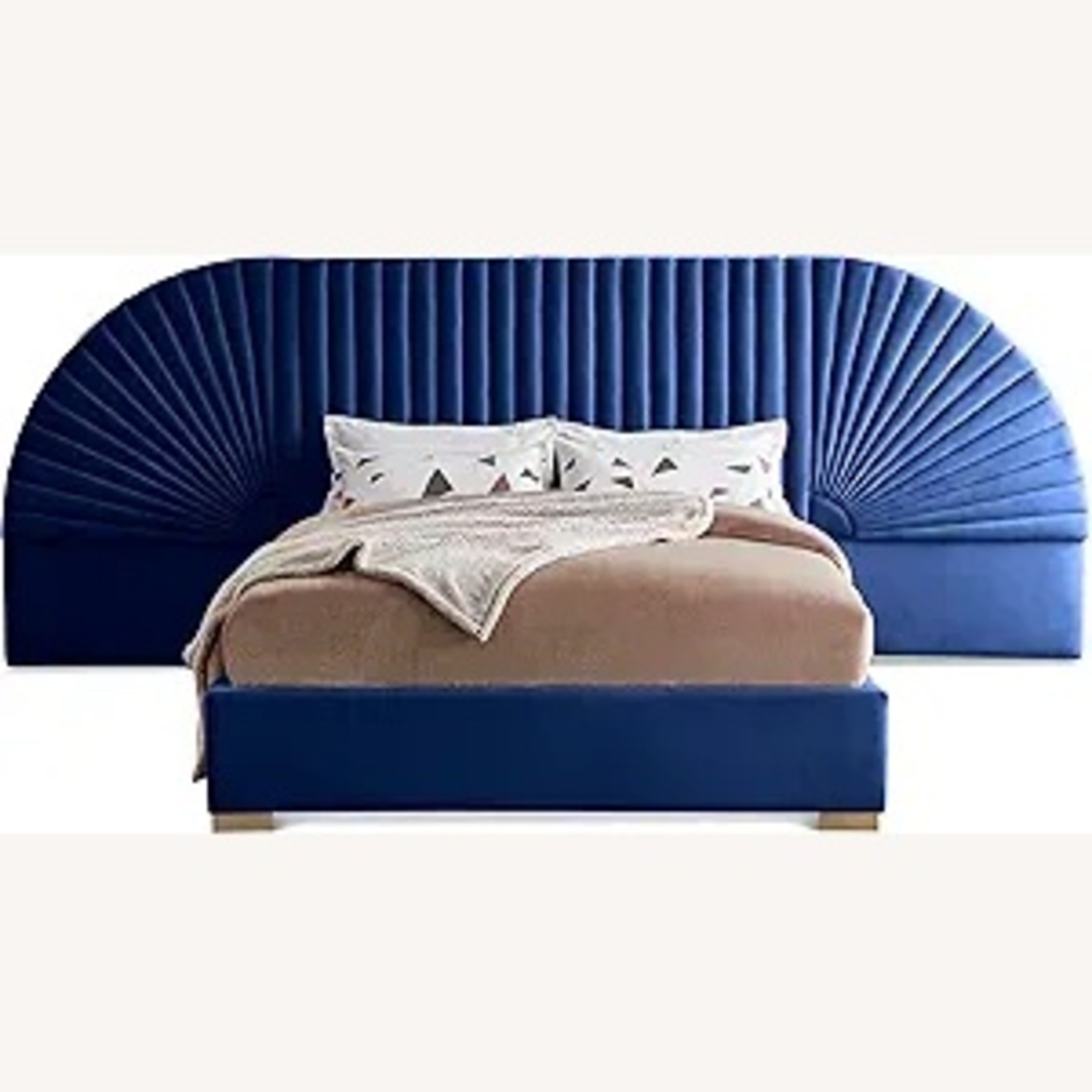 Navy Velvet King Bed with 2 Matching Side Tables - image-6