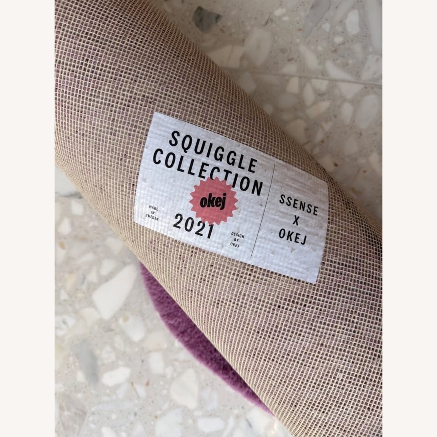 Okej Studio Pink Squiggle Area Rug 5' x 6' - image-4
