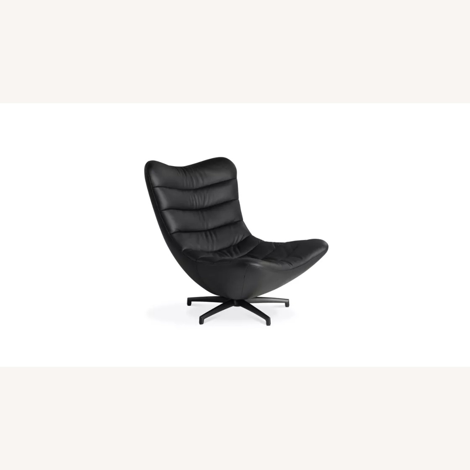 Roche Bobois Black Leather Armchair With Ottoman - image-4