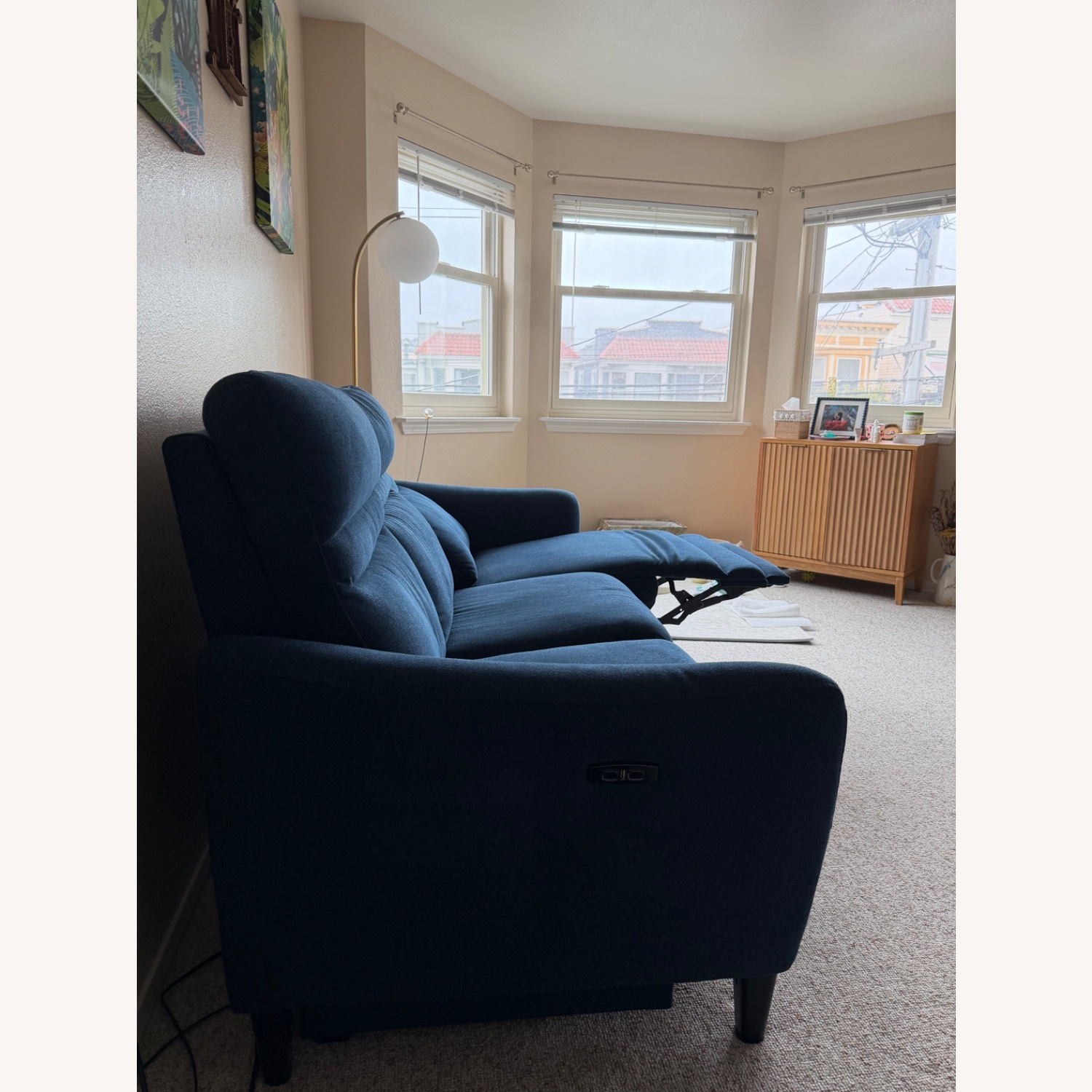 Blue Fabric 3+ Seater Sofa - image-4