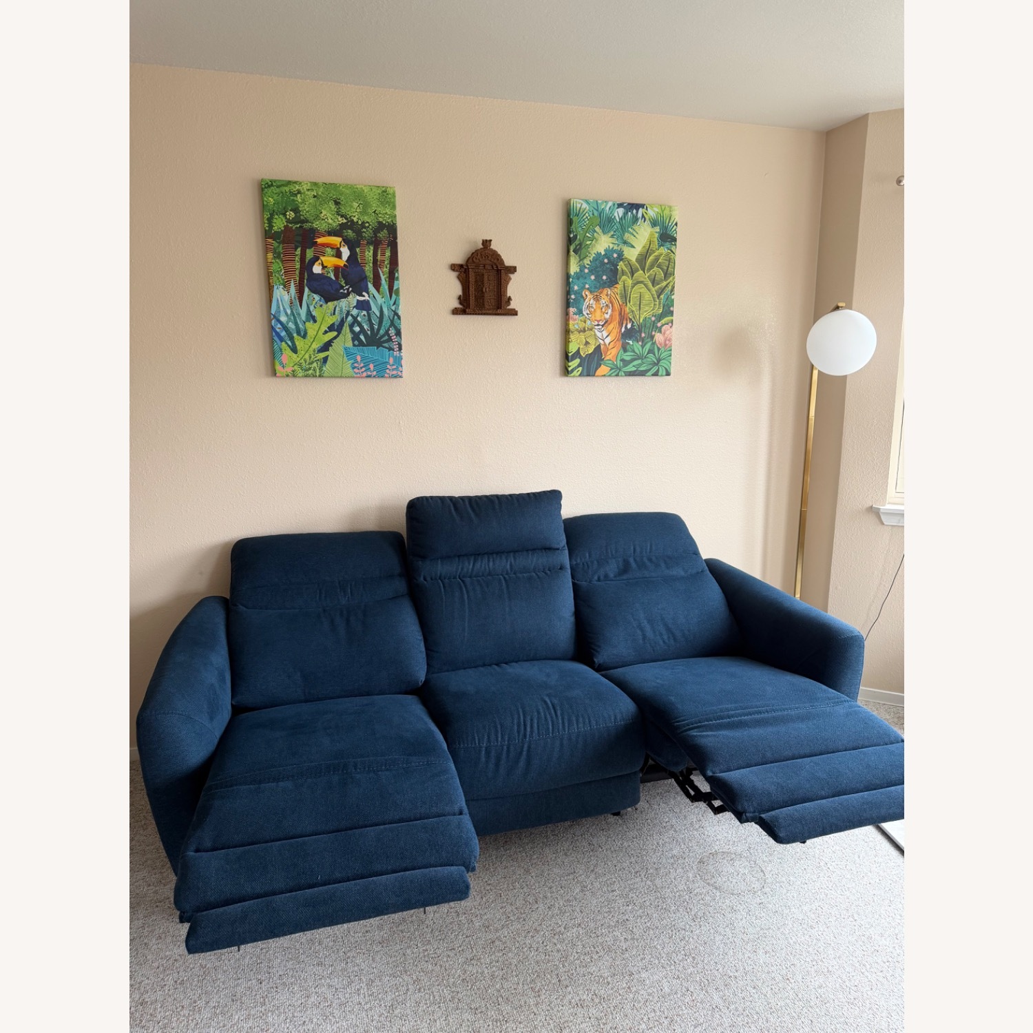 Blue Fabric 3+ Seater Sofa - image-2