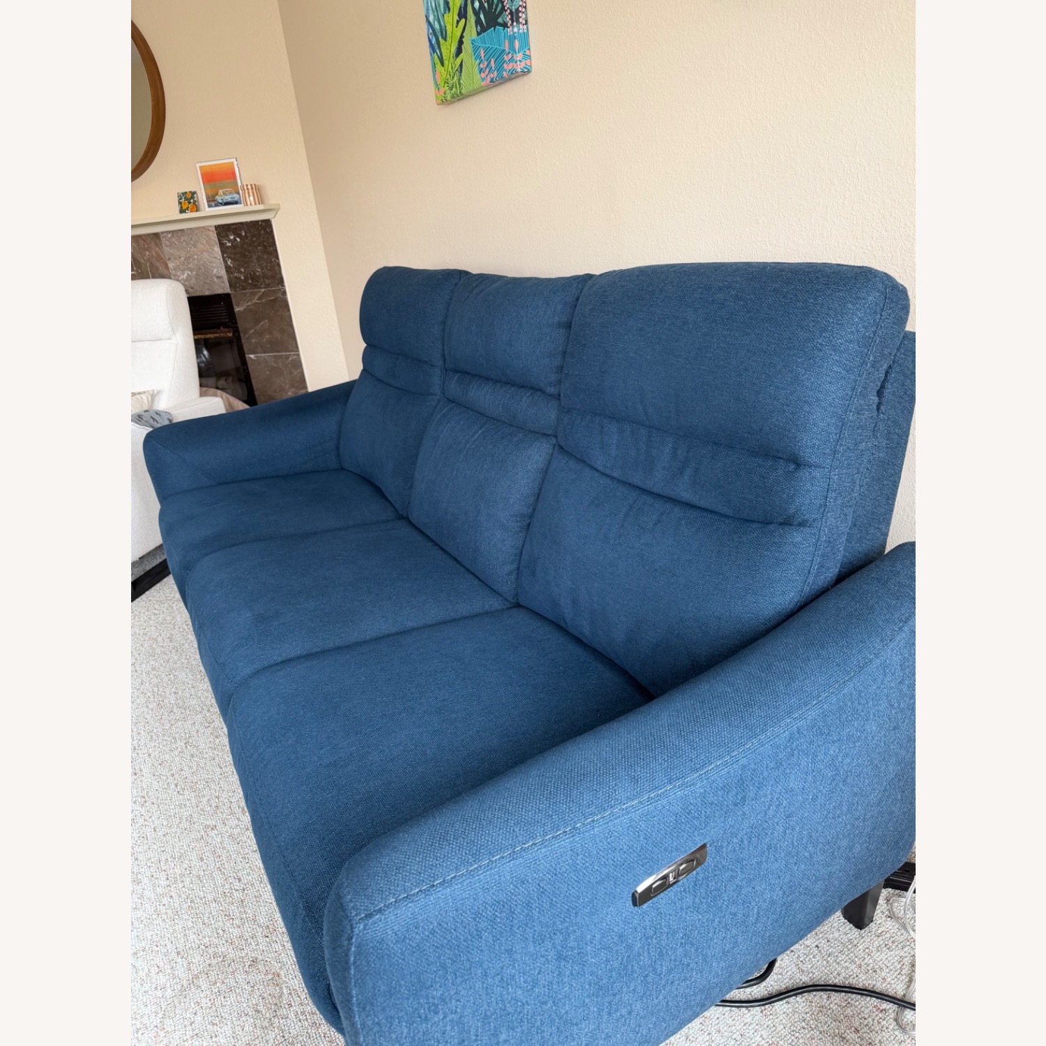 Blue Fabric 3+ Seater Sofa - image-3