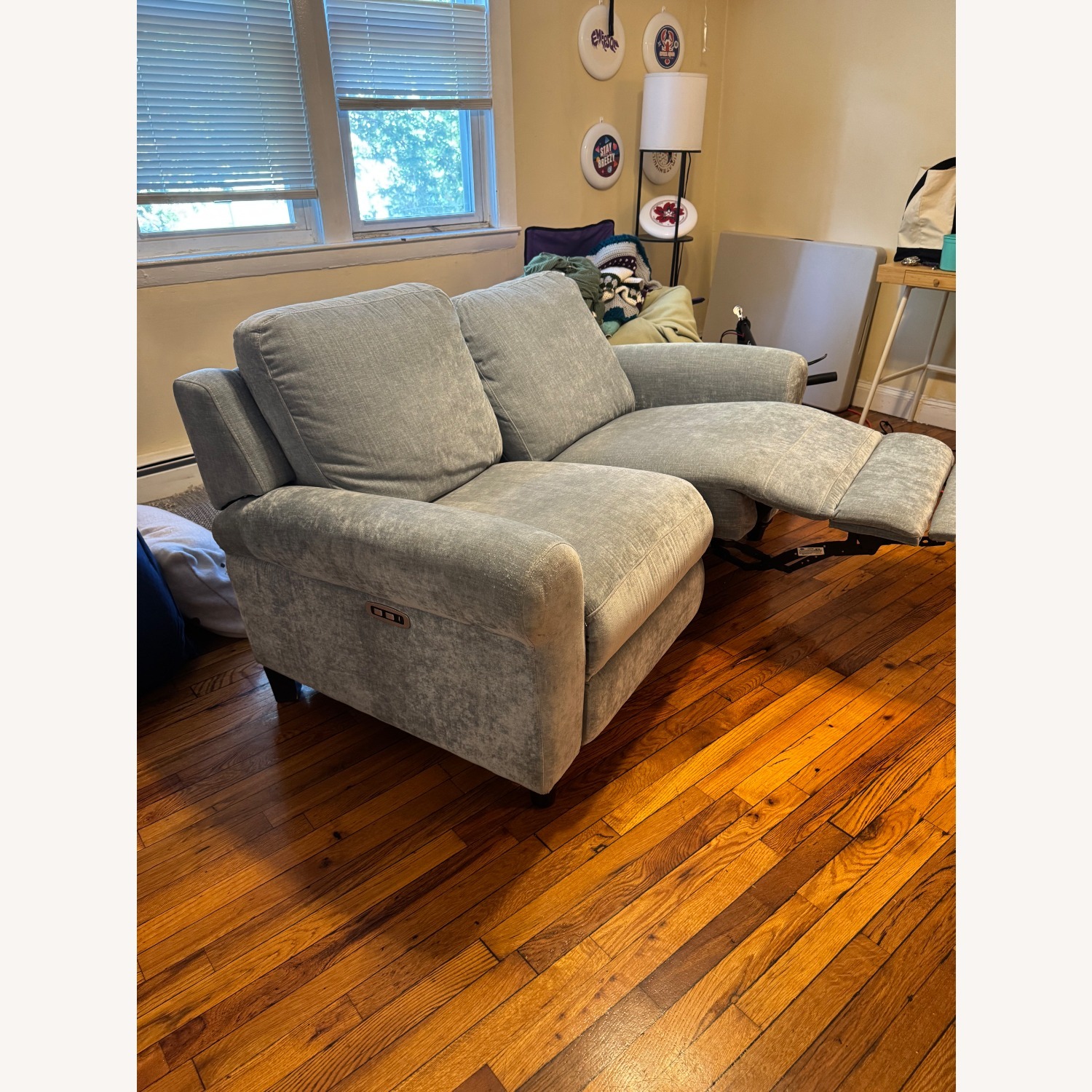 Raymour & Flanigan Moorea Blue Powered Reclining Loveseat - image-3