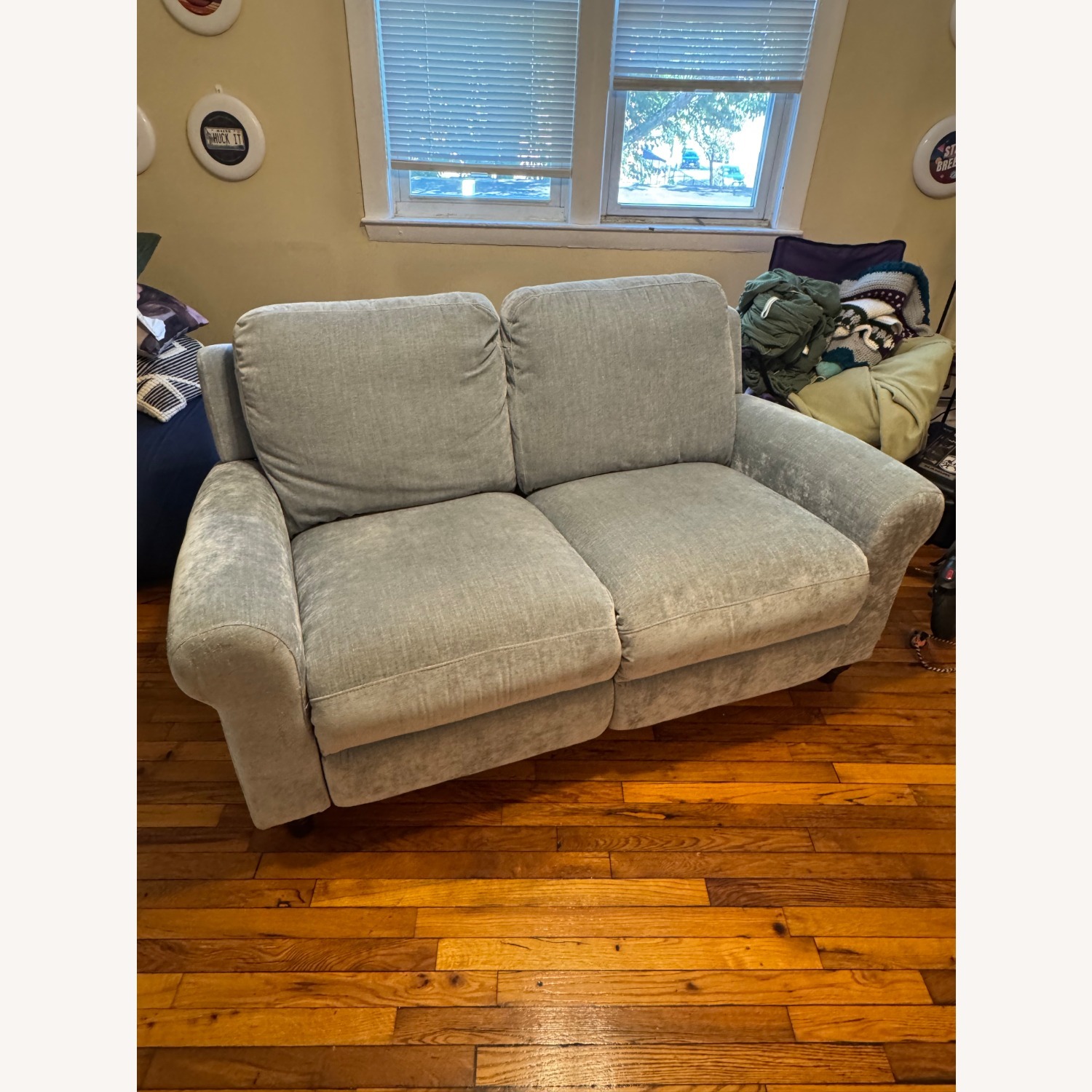 Raymour & Flanigan Moorea Blue Powered Reclining Loveseat - image-1