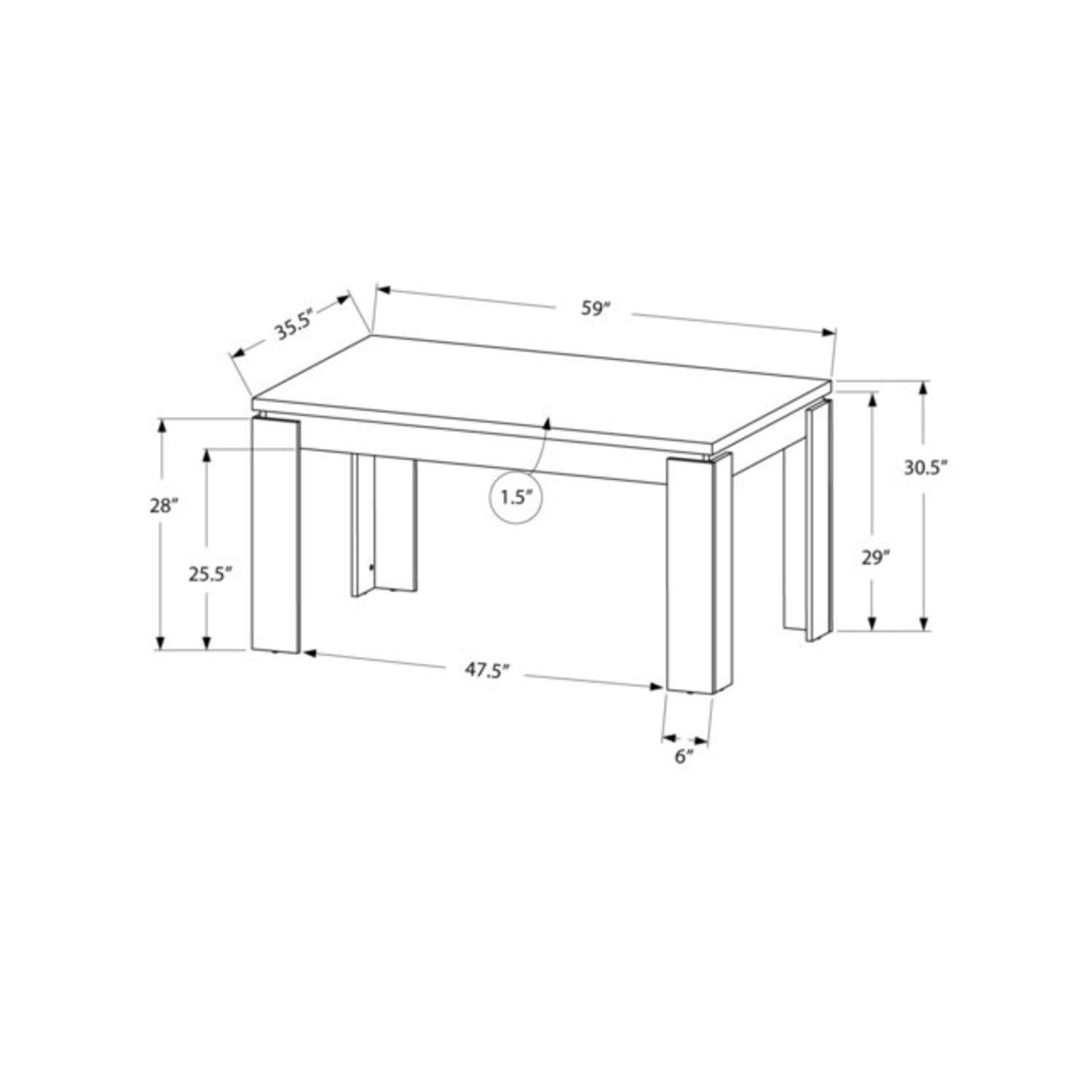 Monarch Specialties Dark Taupe Modern Dining Table - image-11