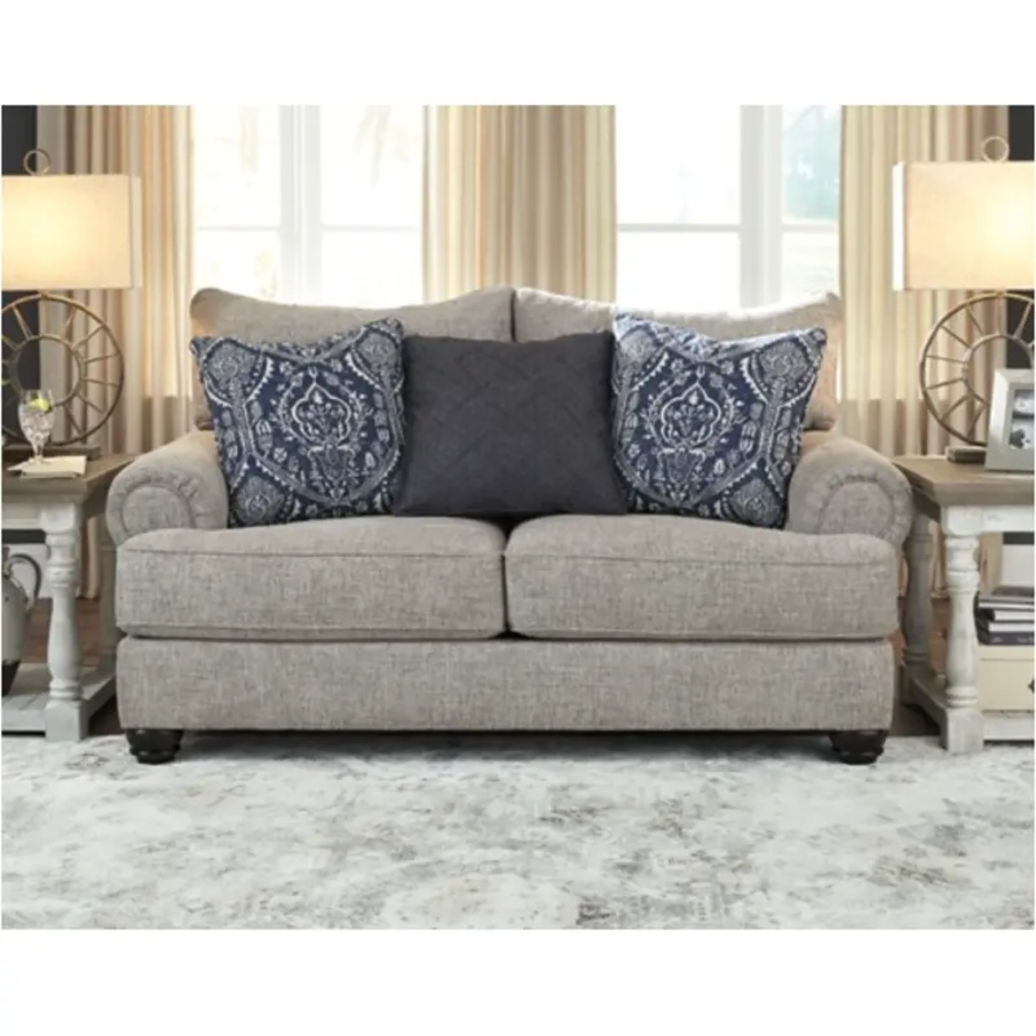 Ashley Furniture Light Gray Fabric Loveseat - image-5