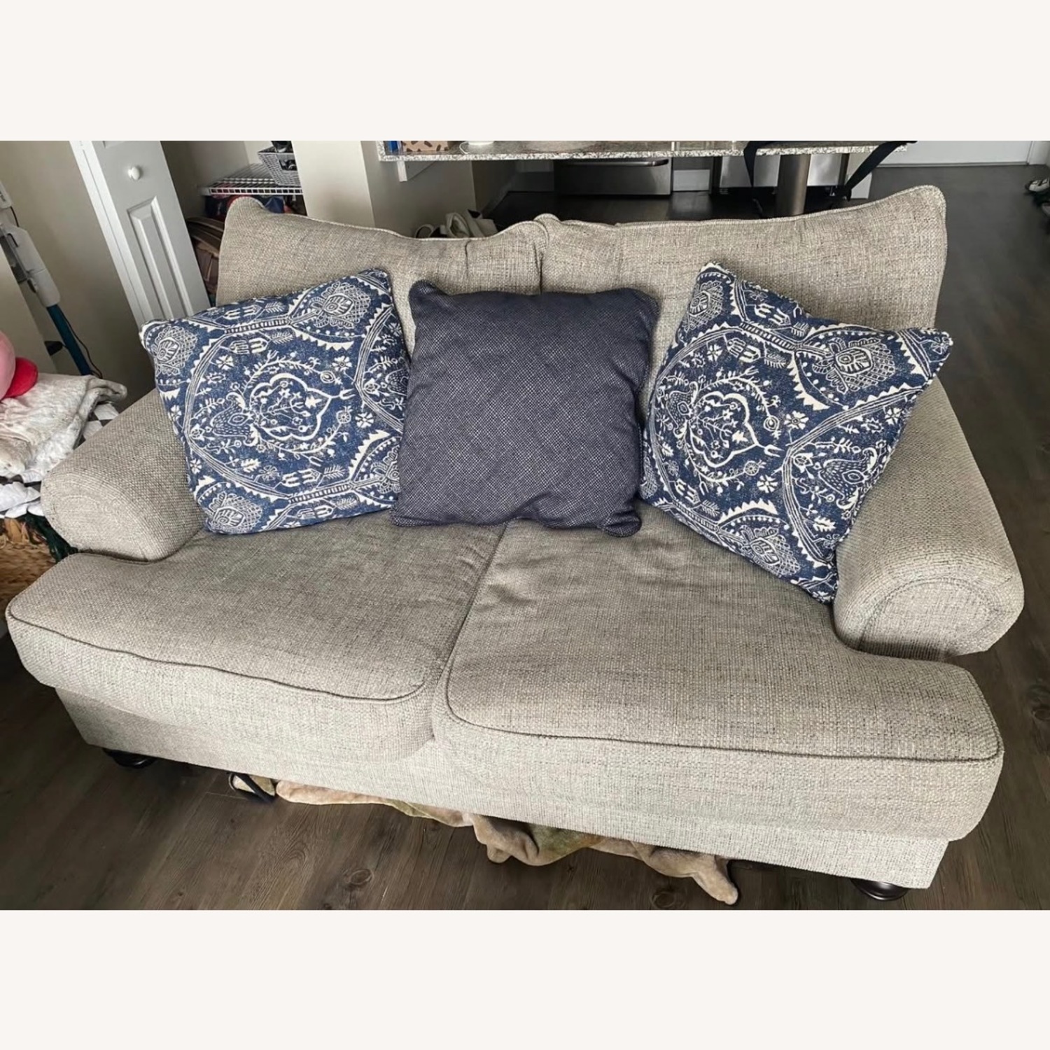 Ashley Furniture Light Gray Fabric Loveseat - image-2