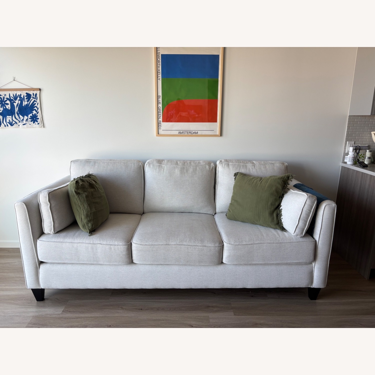 White Fabric 3+ Seater Sofa - image-3