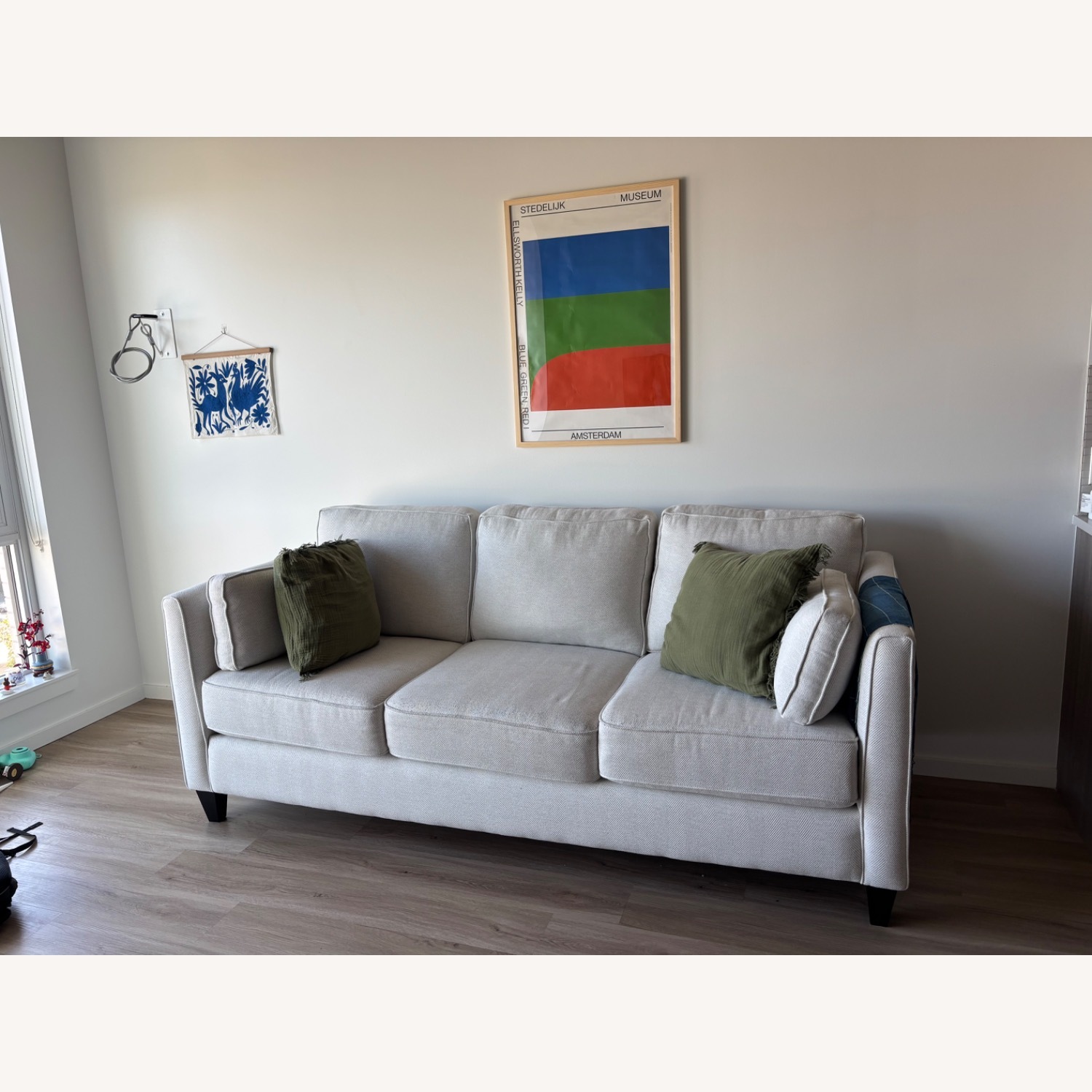 White Fabric 3+ Seater Sofa - image-2