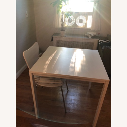 Used KEA VIHALS White Modern Square Dining Table for sale on AptDeco