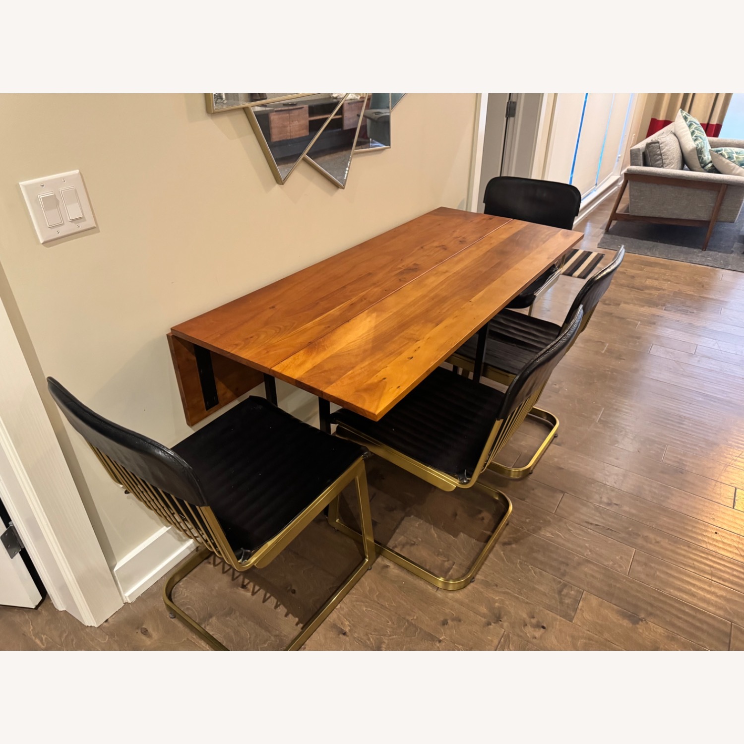 CB2 Dark Brown Wood Dining Set - image-3