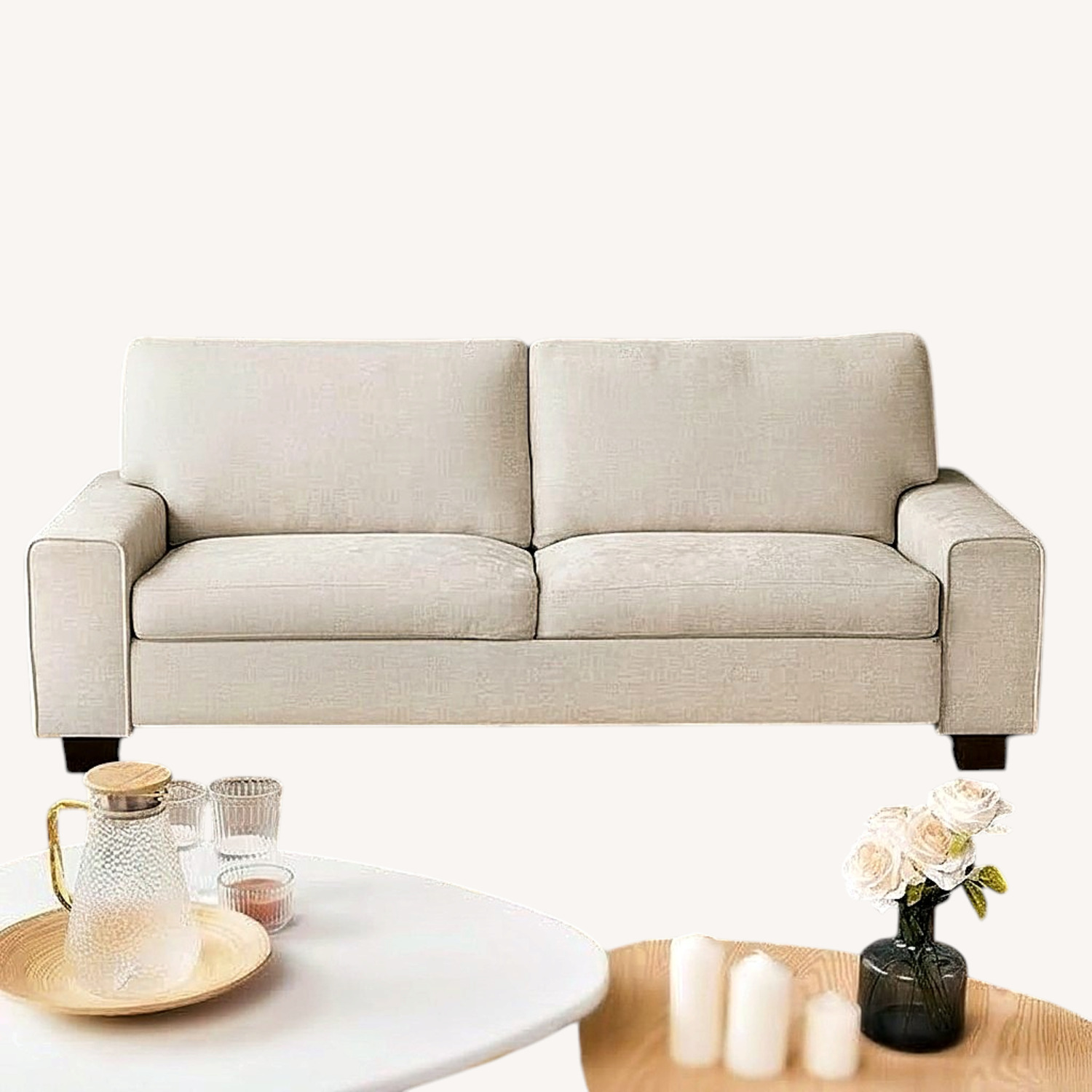 Natural Fabric Loveseat - image-5