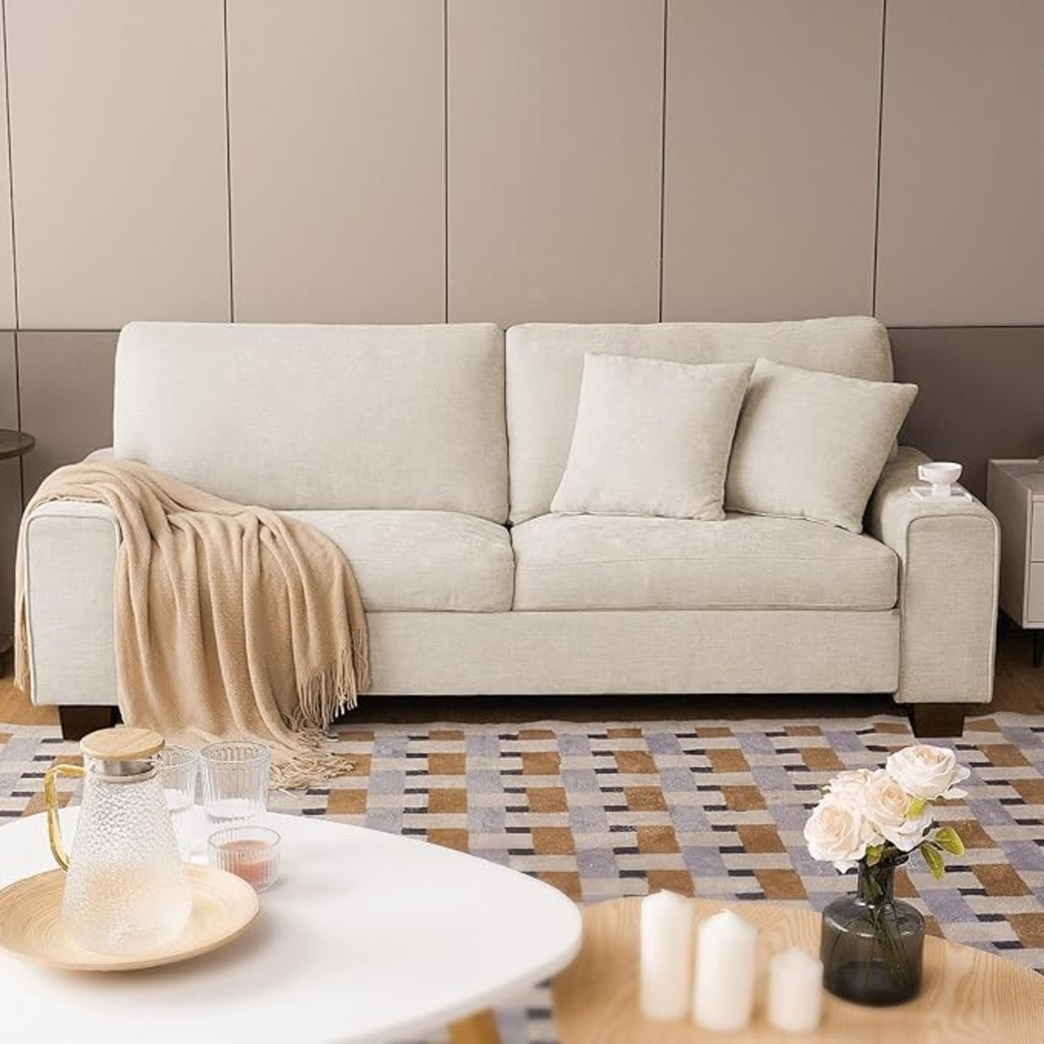 Natural Fabric Loveseat - image-4