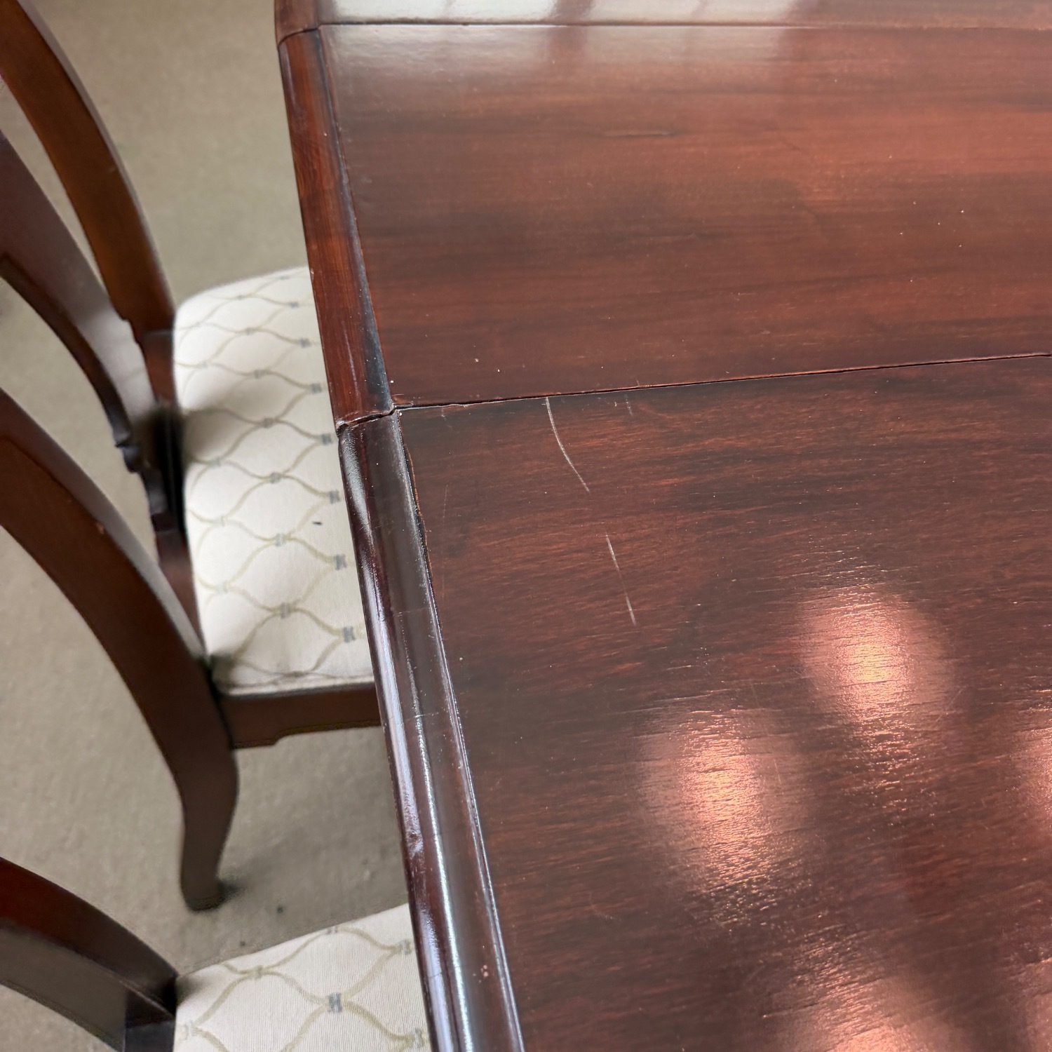 Vintage Queen Anne Mahogany Dining Table Set - image-4