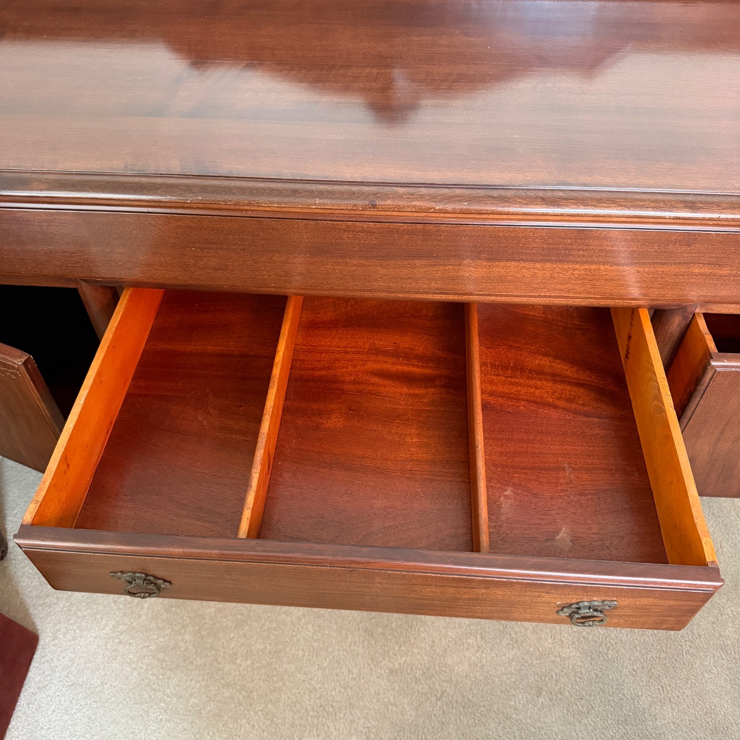 Vintage Queen Anne Mahogany Sideboard Buffet - image-4