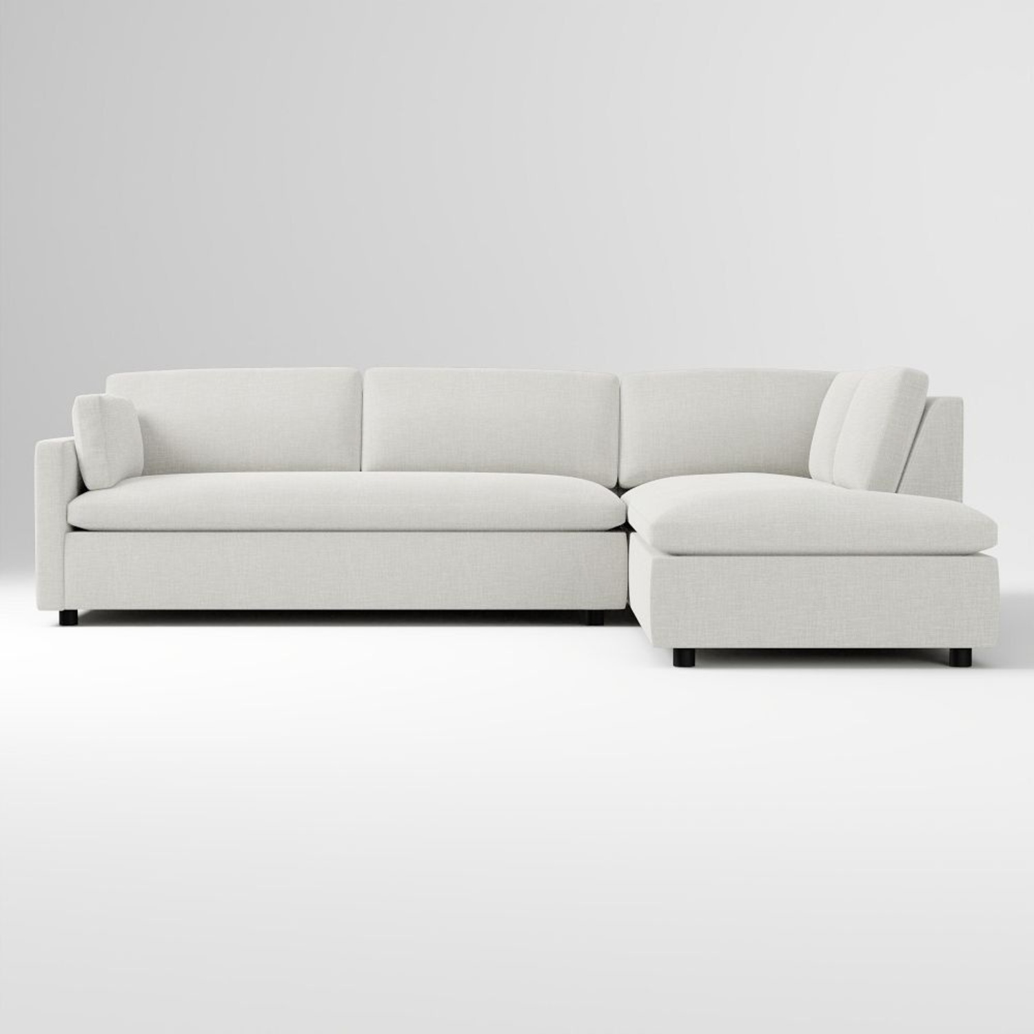 West Elm Light Gray Velvet 2 Piece Sectional - image-7