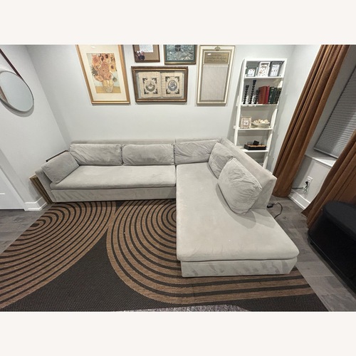 Used West Elm Light Gray Velvet 2 Piece Sectional for sale on AptDeco