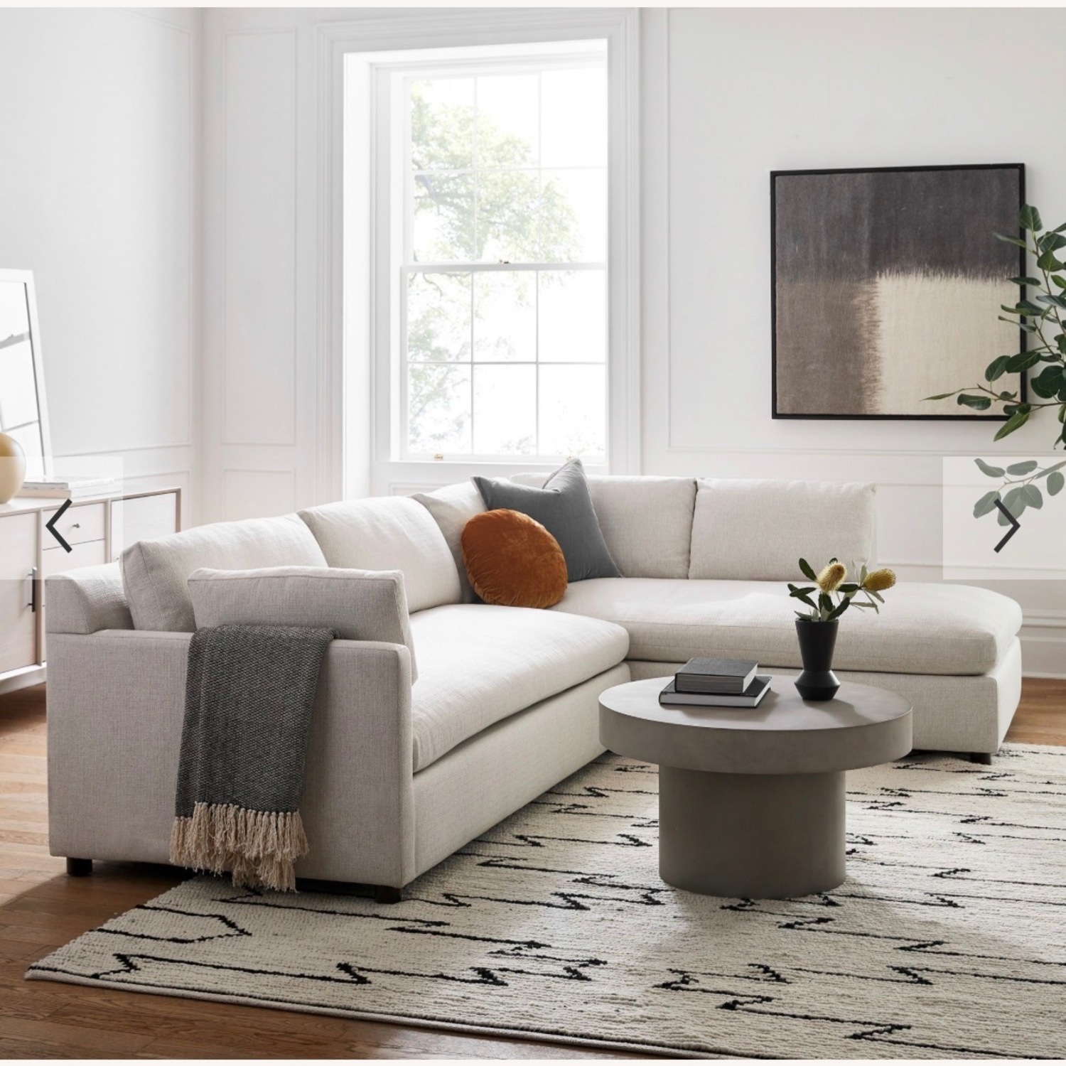 West Elm Light Gray Velvet 2 Piece Sectional - image-3