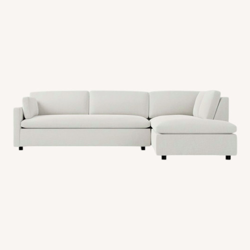 Used West Elm Light Gray Velvet 2 Piece Sectional for sale on AptDeco