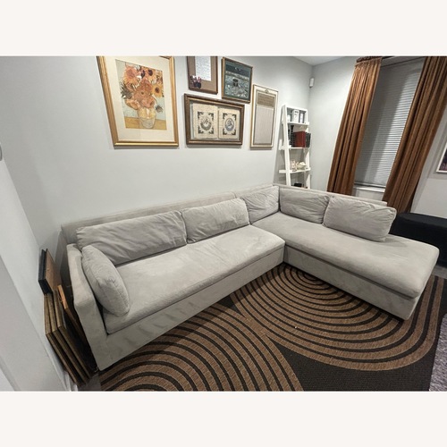 Used West Elm Light Gray Velvet 2 Piece Sectional for sale on AptDeco