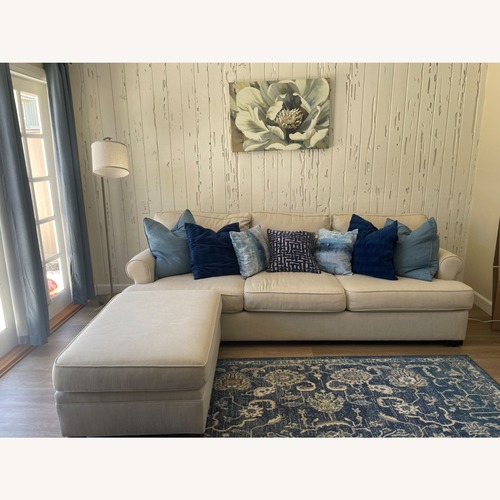Used Pottery Barn York Natural Fabric 2 Piece Sectional for sale on AptDeco