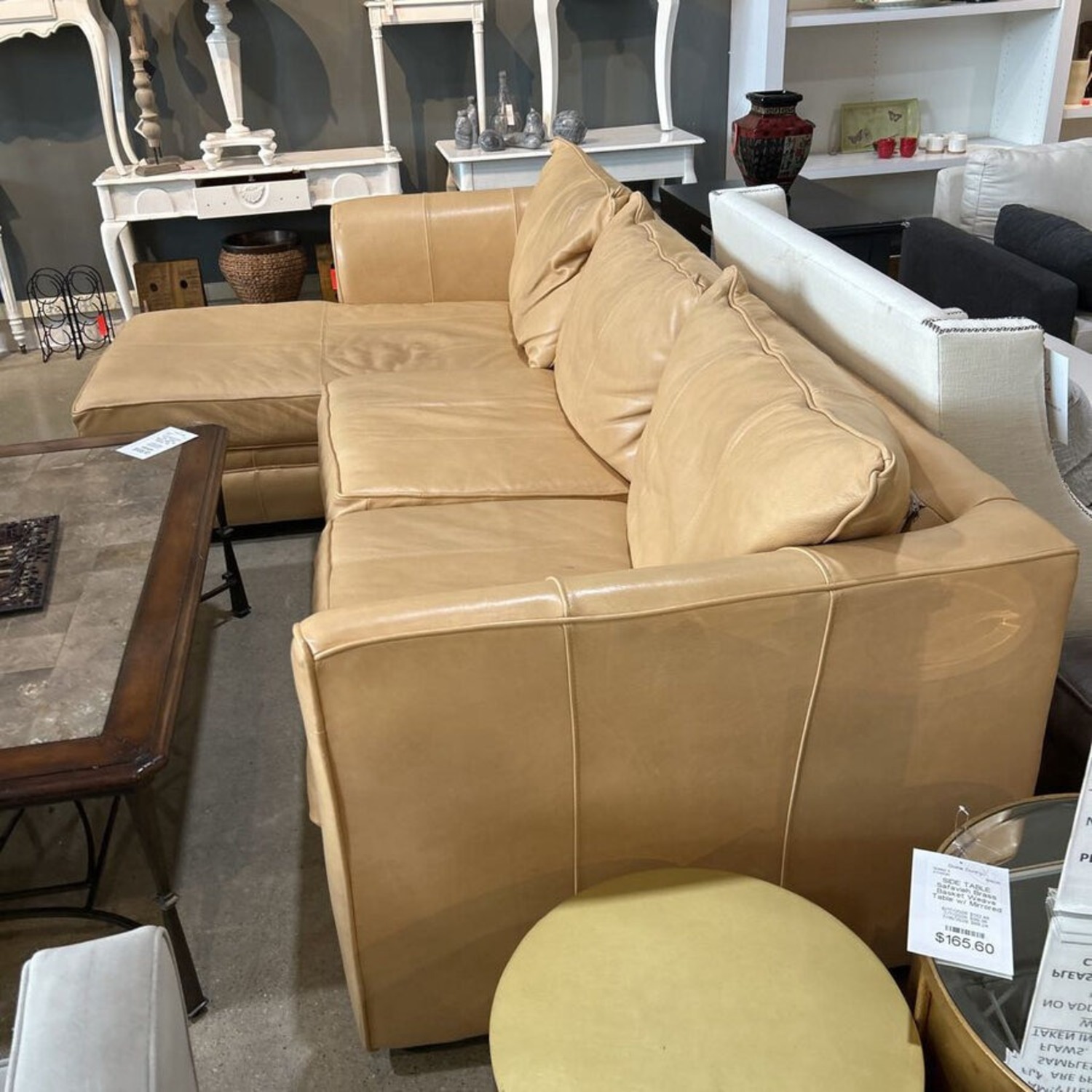 2pc Leather Left-Facing Sectional - image-1