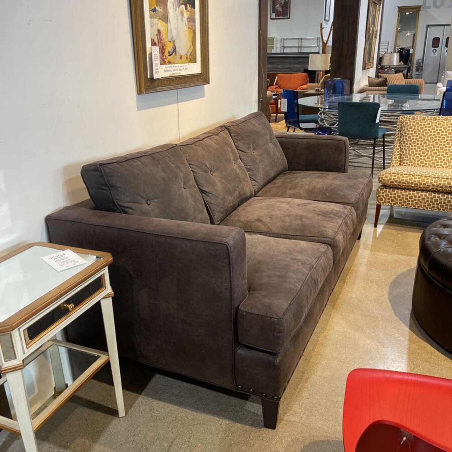 Flanders 3-Seat Sueded Finish Sofa - image-4