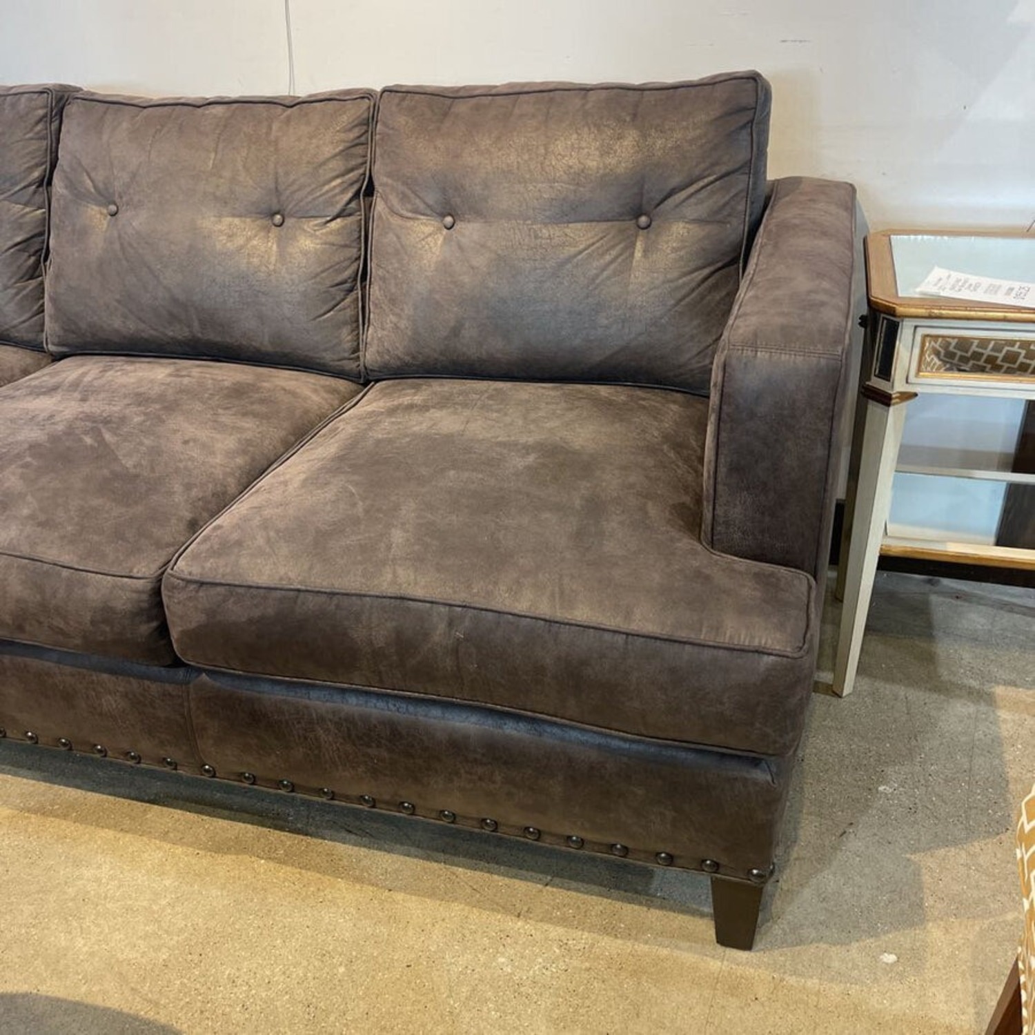 Flanders 3-Seat Sueded Finish Sofa - image-2