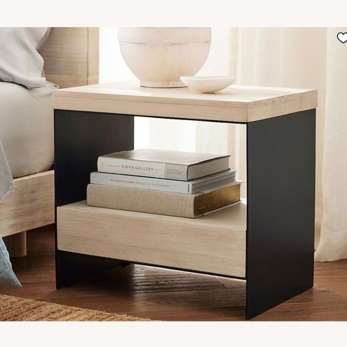 Used Pottery Barn Cayman 24" Wood & Metal Nightstand for sale on AptDeco