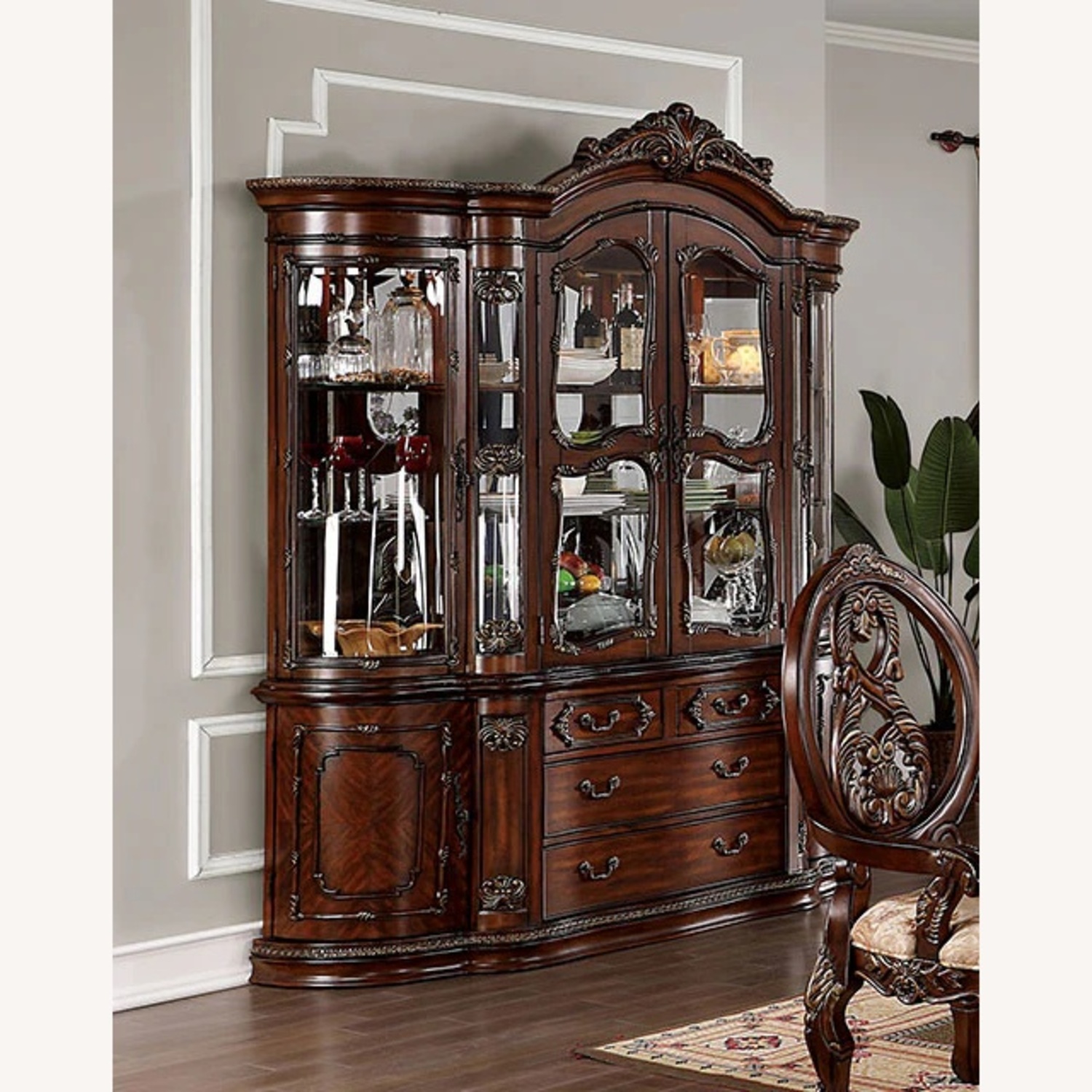 Wooden China Cabinet Hutch & Buffet - image-11