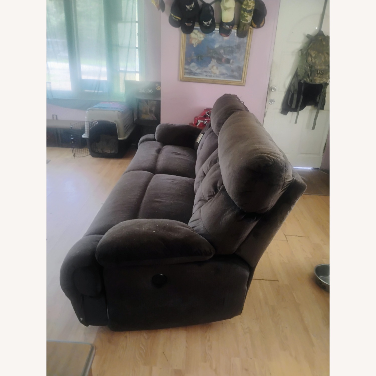 At Home Dark Brown Fabric 3+ Seater Sofa - image-3