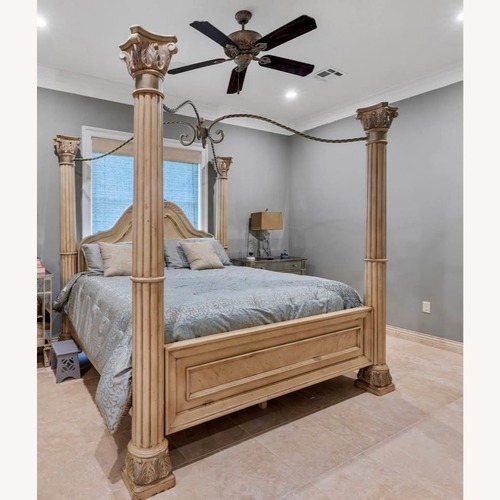 Used Vintage King Canopy Bed - Solid Ivory Wood for sale on AptDeco