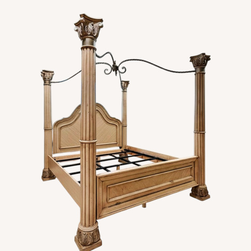 Used Vintage King Canopy Bed - Solid Ivory Wood for sale on AptDeco